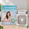 Portable mini air cooler fan with water mist spray and LED light 