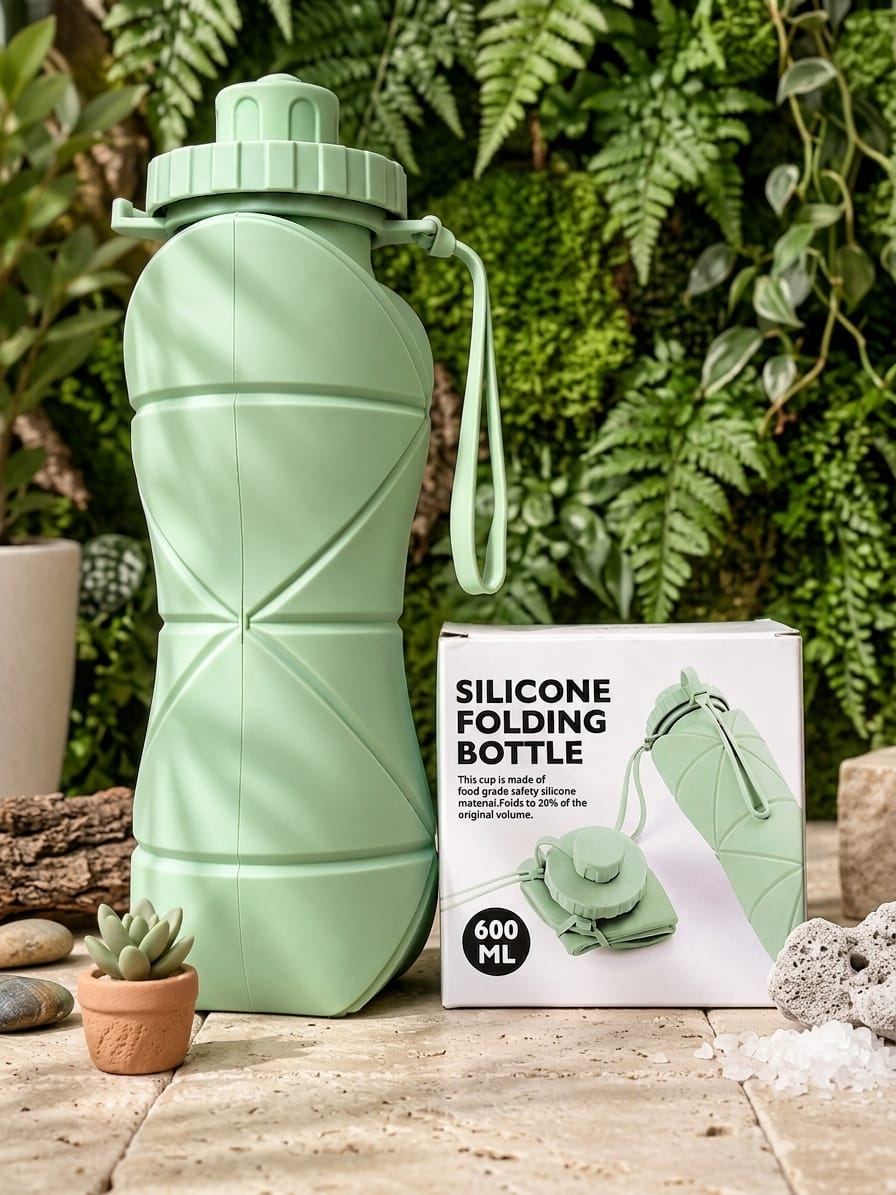 600ML Silicone Foldable Water Bottle