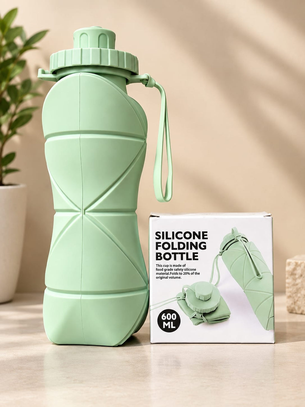 600ML Silicone Foldable Water Bottle