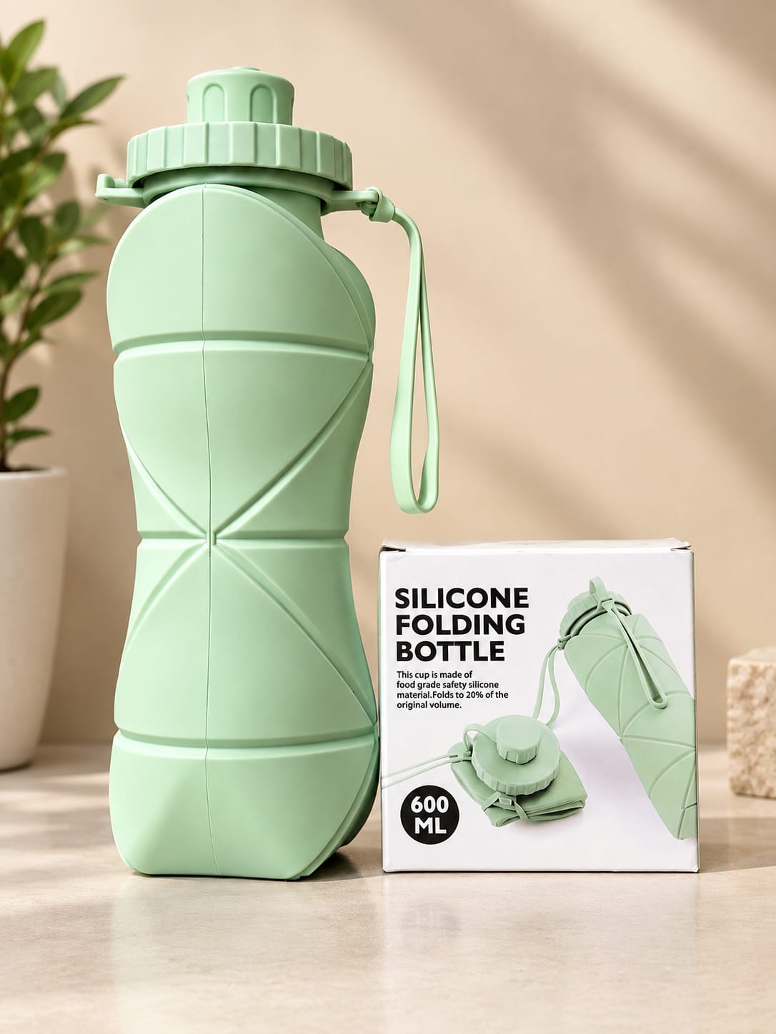 600ML Silicone Foldable Water Bottle