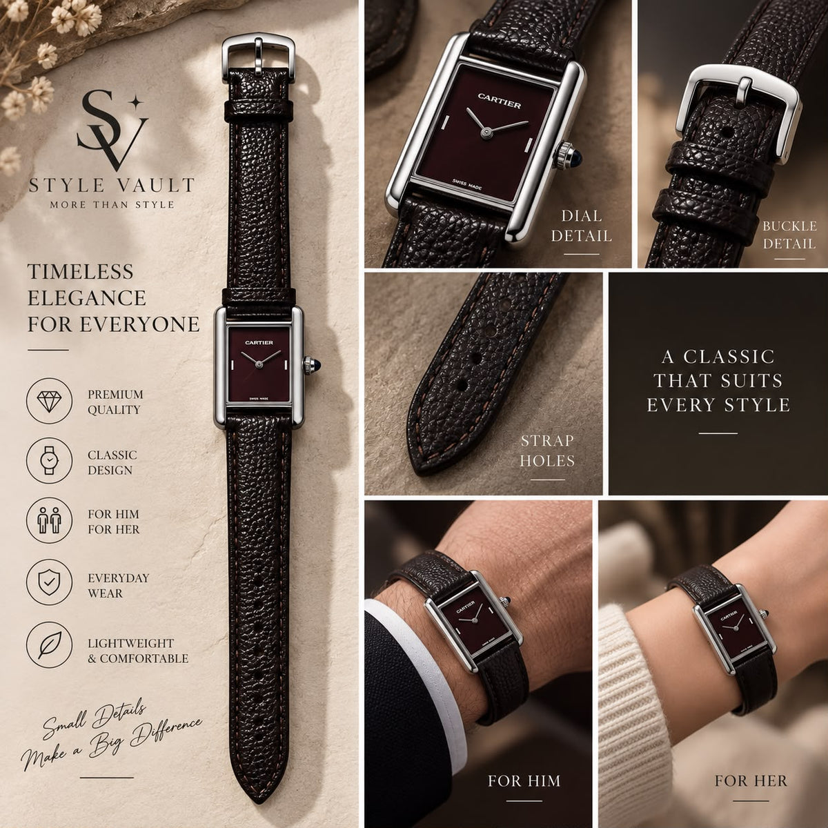 Classic Rectangular Unisex Watch – 5 Premium Styles