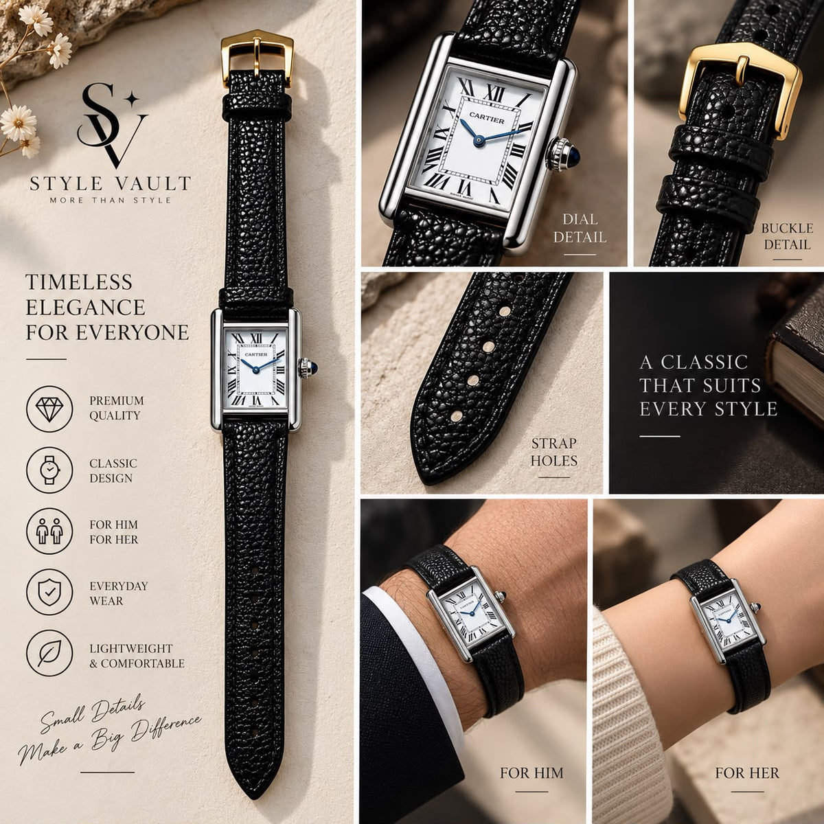 Classic Rectangular Unisex Watch – 5 Premium Styles