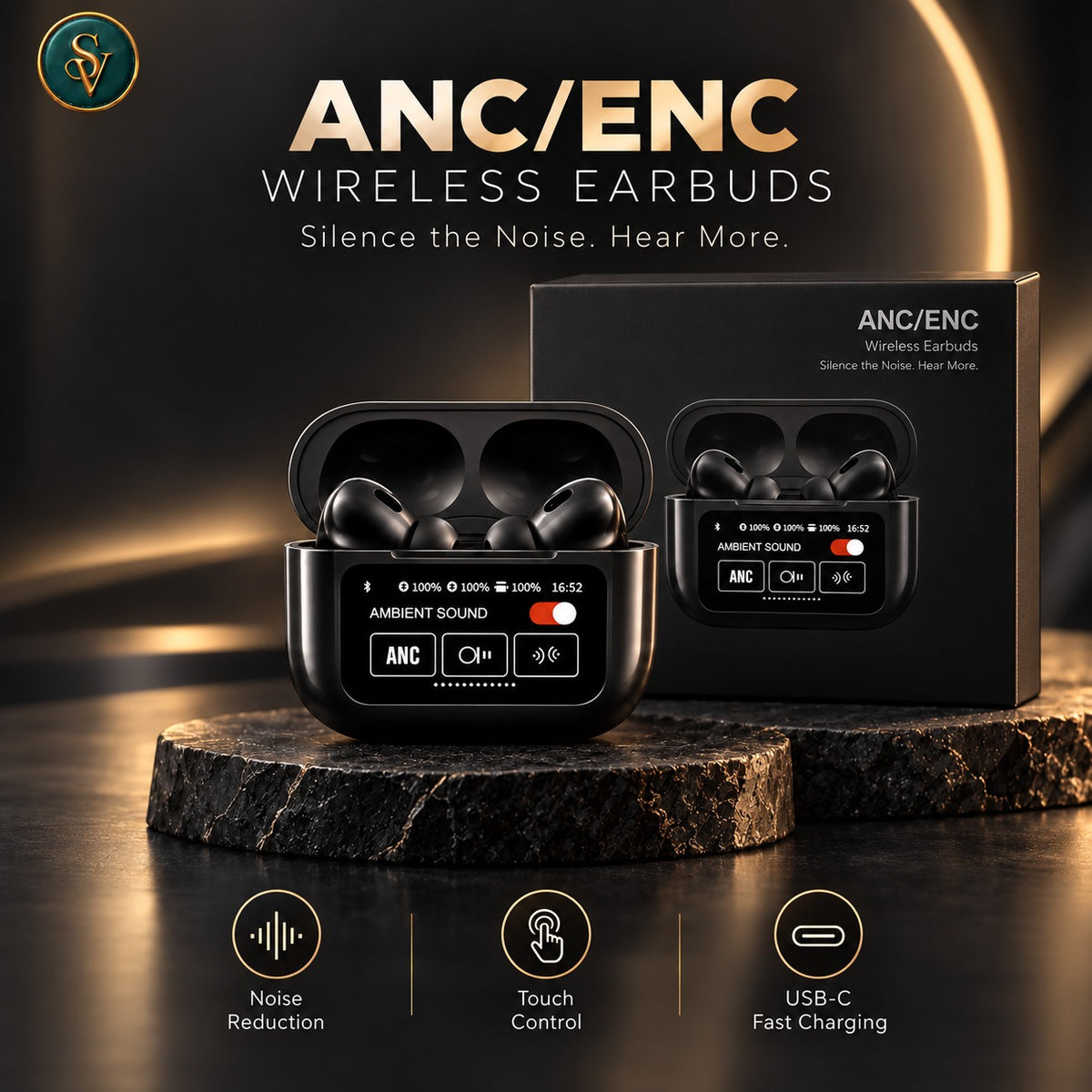 Smart Screen Wireless Earbuds ANC/ENC | Style Vault