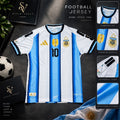 Messi 10 Argentina style sky blue and white striped football jersey front view